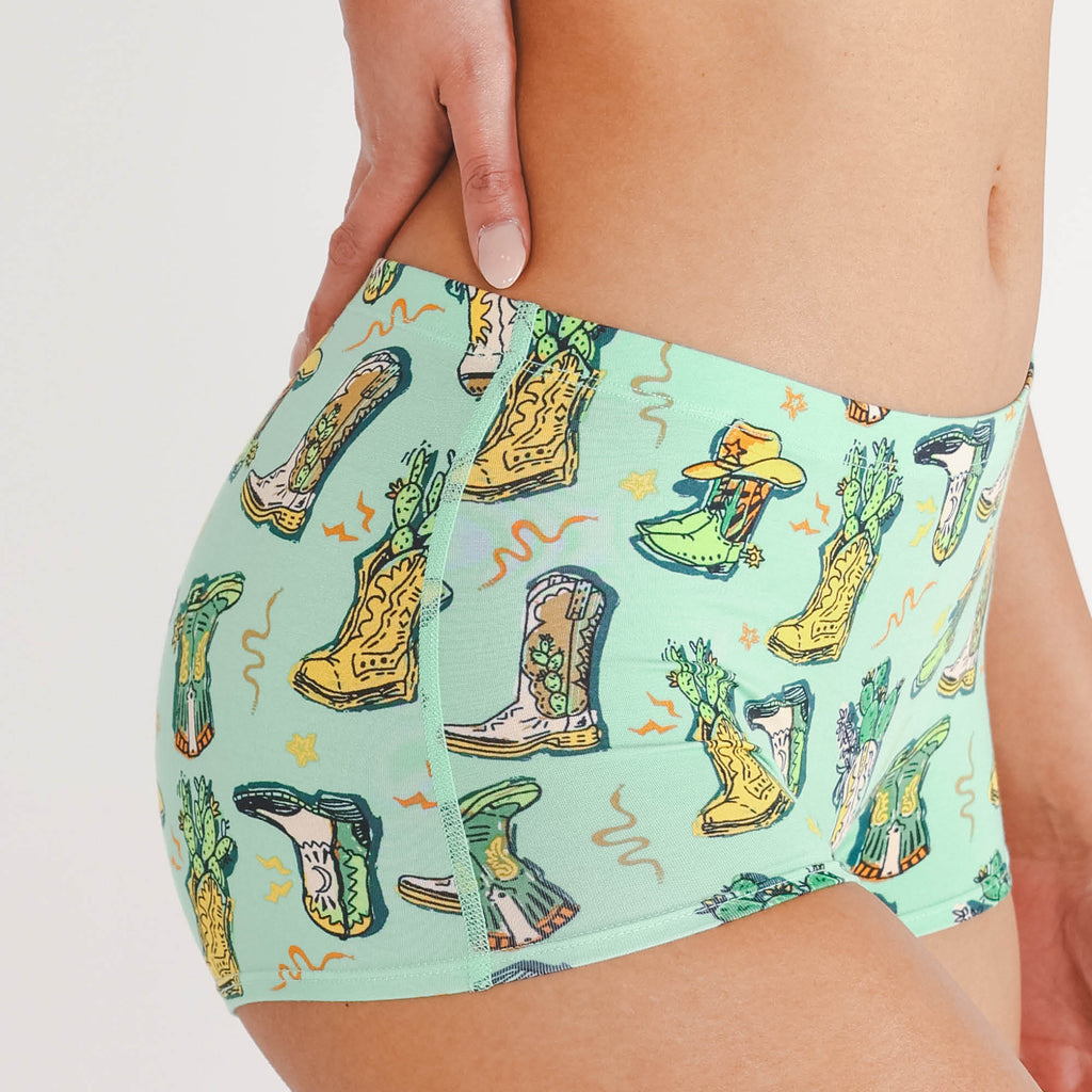 The Line Dance | Cowboy Boots Modal Boyshort Underwear - Shinesty
