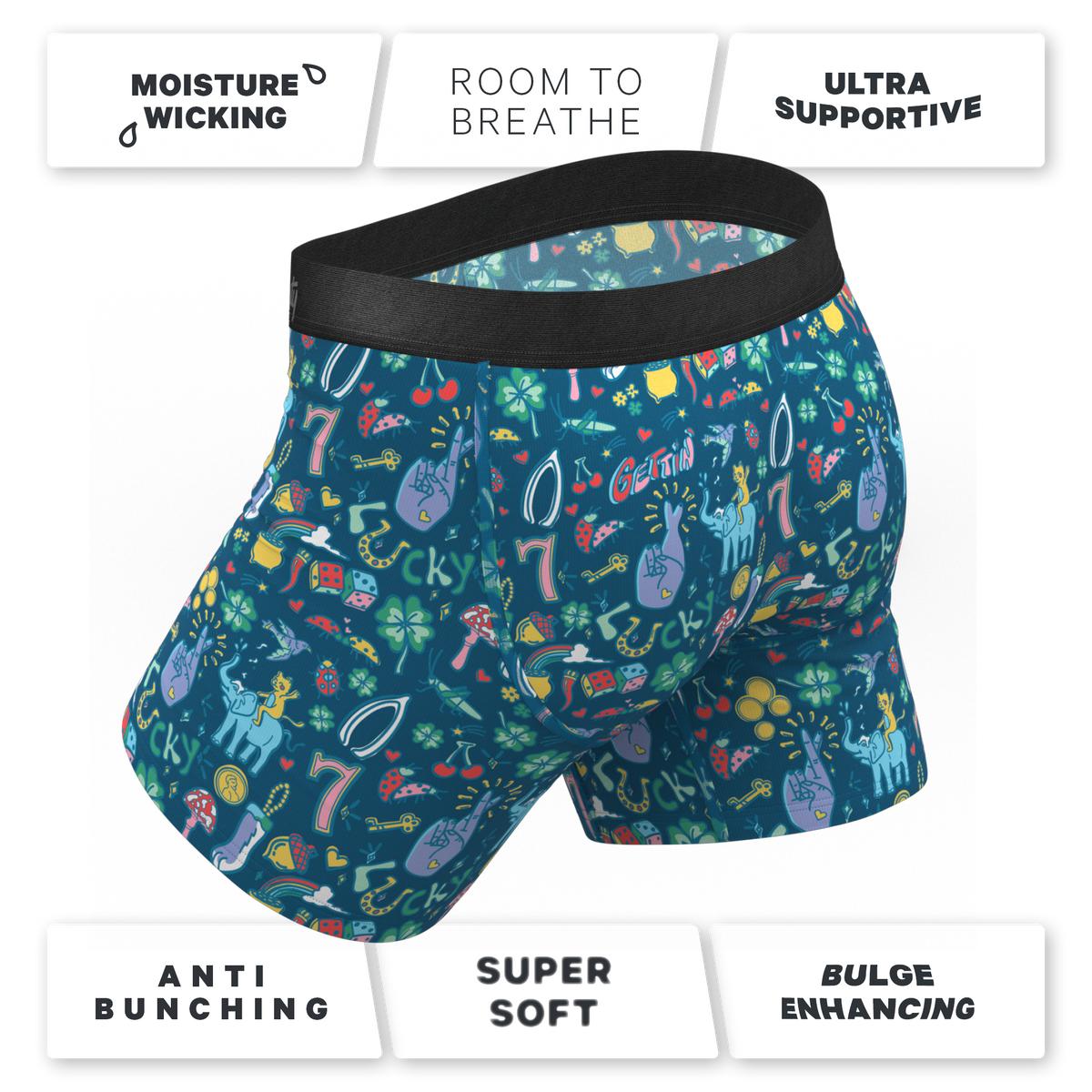 The Lucky Duck | Lucky Symbols Ball Hammock® Pouch Underwear With Fly - Shinesty