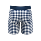 The Mad For Plaid | Navy Gingham Ball Hammock® Boxer - Long Leg - Shinesty