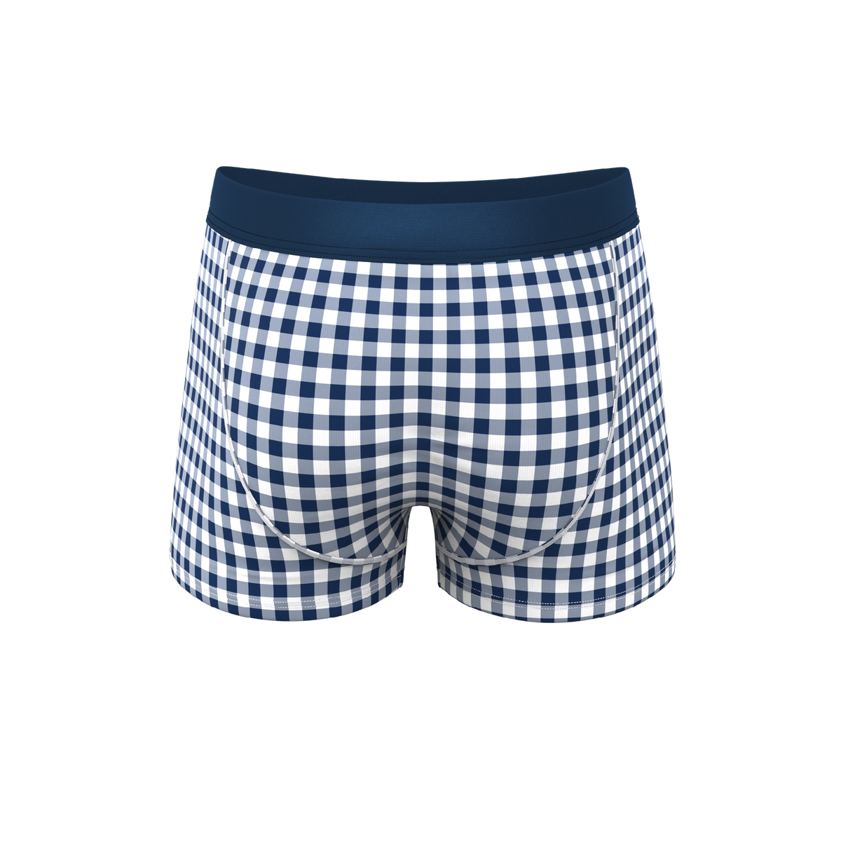 The Mad For Plaid | Navy Gingham Ball Hammock® Pouch Trunks Underwear - Shinesty