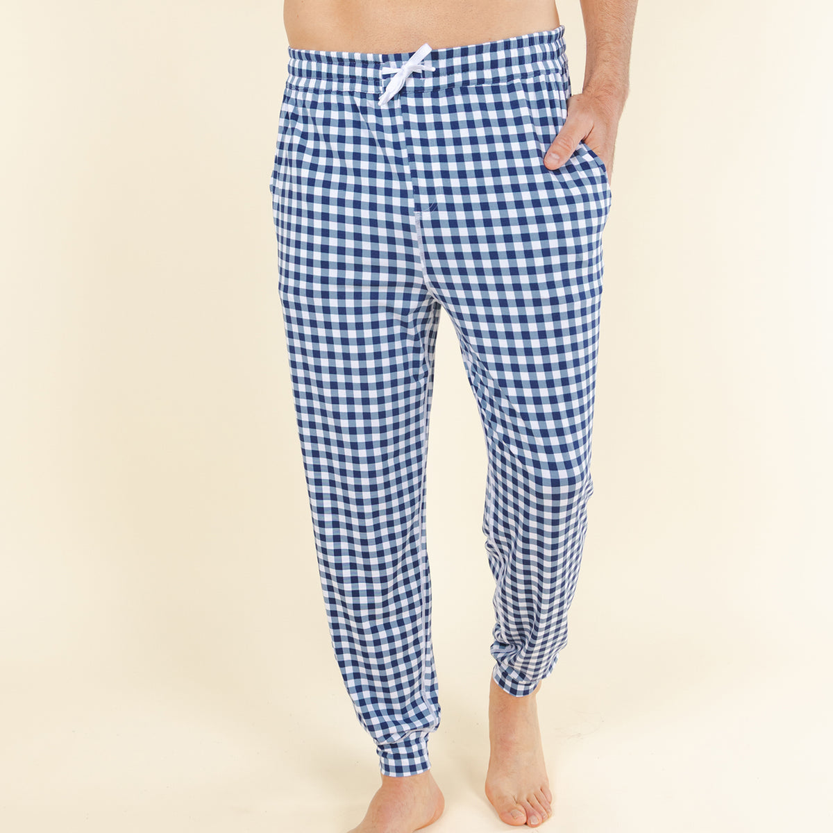 The Mad for Plaid | Navy Gingham SleepDeep™ Men’s Pajama Joggers - Shinesty