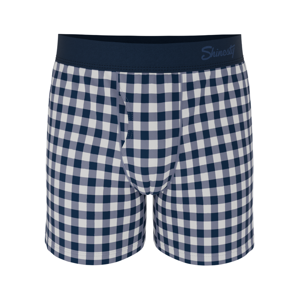 The Mad for Plaid | Navy Gingham Boxers - Shinesty