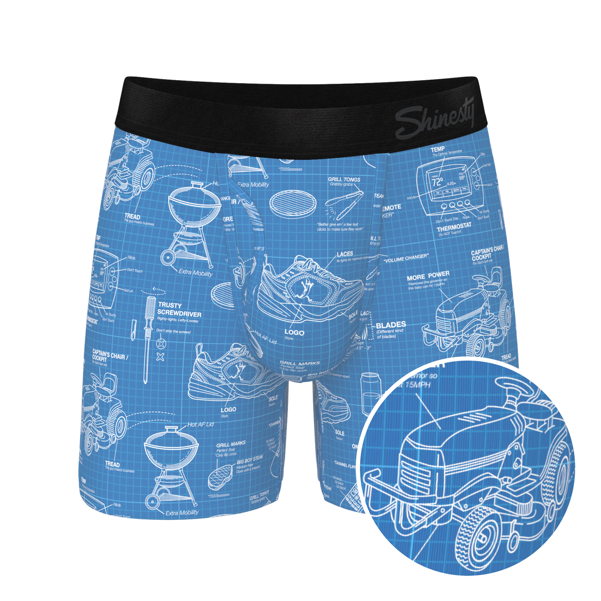 The Man With A Plan | Blueprint Ball Hammock® Pouch Underwear With Fly - Shinesty