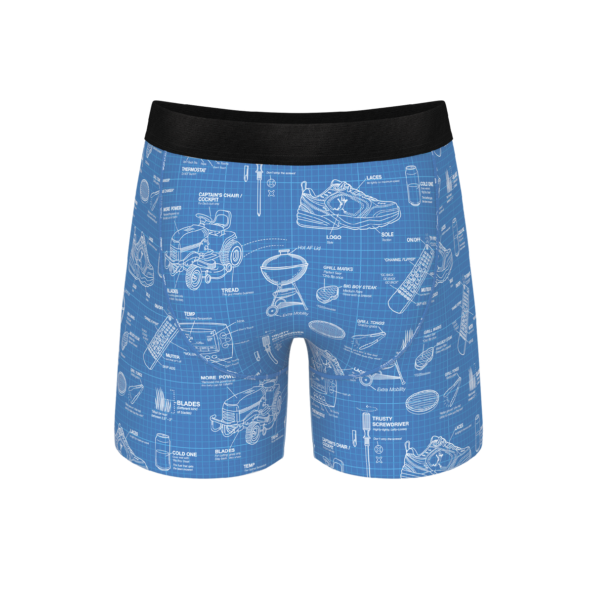 The Man With A Plan | Blueprint Ball Hammock® Pouch Underwear With Fly - Shinesty