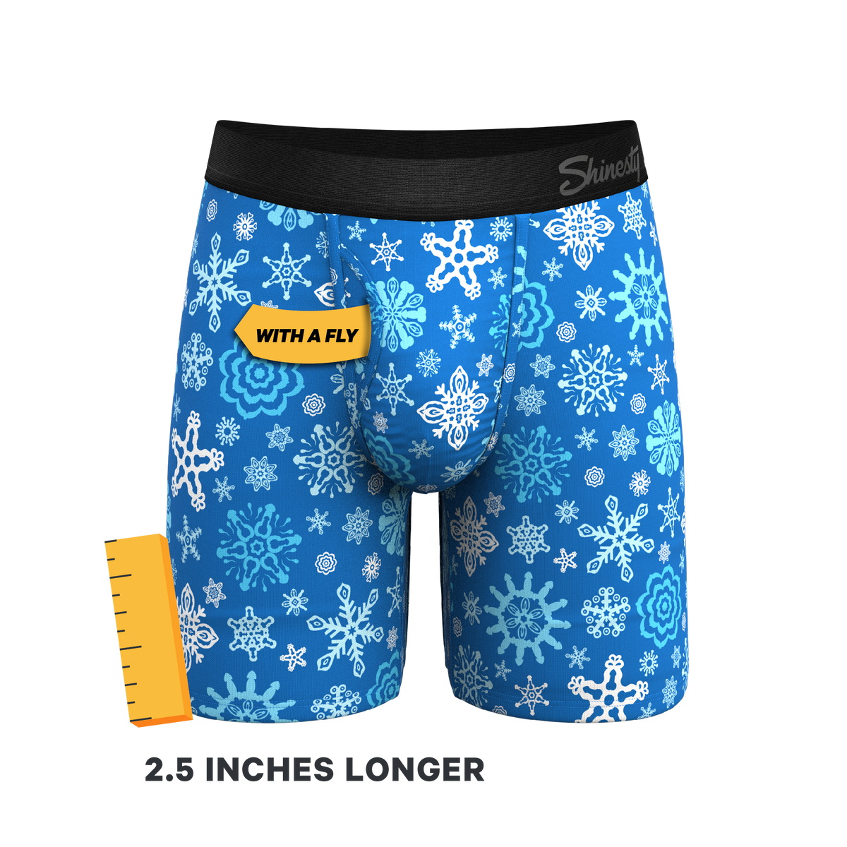The Melt In Your Mouth | Glow In The Dark Naughty Snowflakes Ball Hammock® Boxer - Long Leg - Shinesty