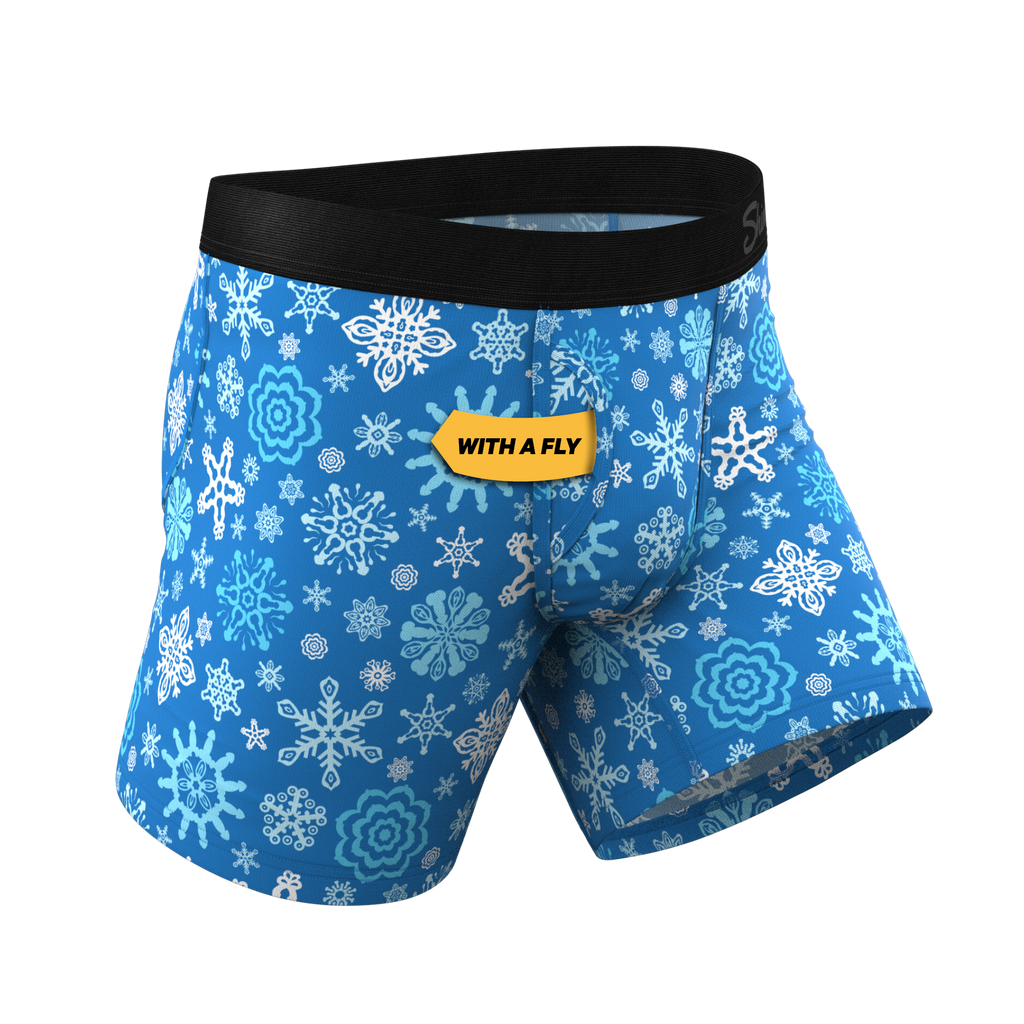 The Melt In Your Mouth | Glow in the Dark Naughty Snowflakes Ball Hammock® Pouch Underwear With Fly - Shinesty