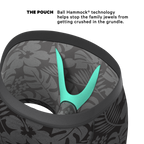 The Midnight Flora | Black Tonal Tropical Ball Hammock® Pouch Underwear - Shinesty