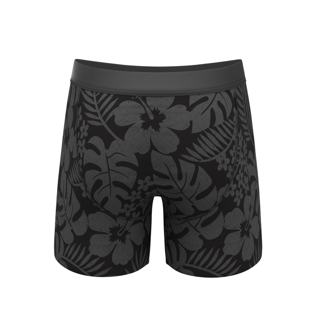 The Midnight Flora | Black Tonal Tropical Ball Hammock® Pouch Underwear - Shinesty