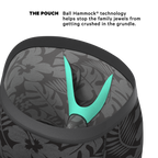 The Midnight Flora | Black Tonal Tropical Ball Hammock® Boxer - Long Leg - Shinesty