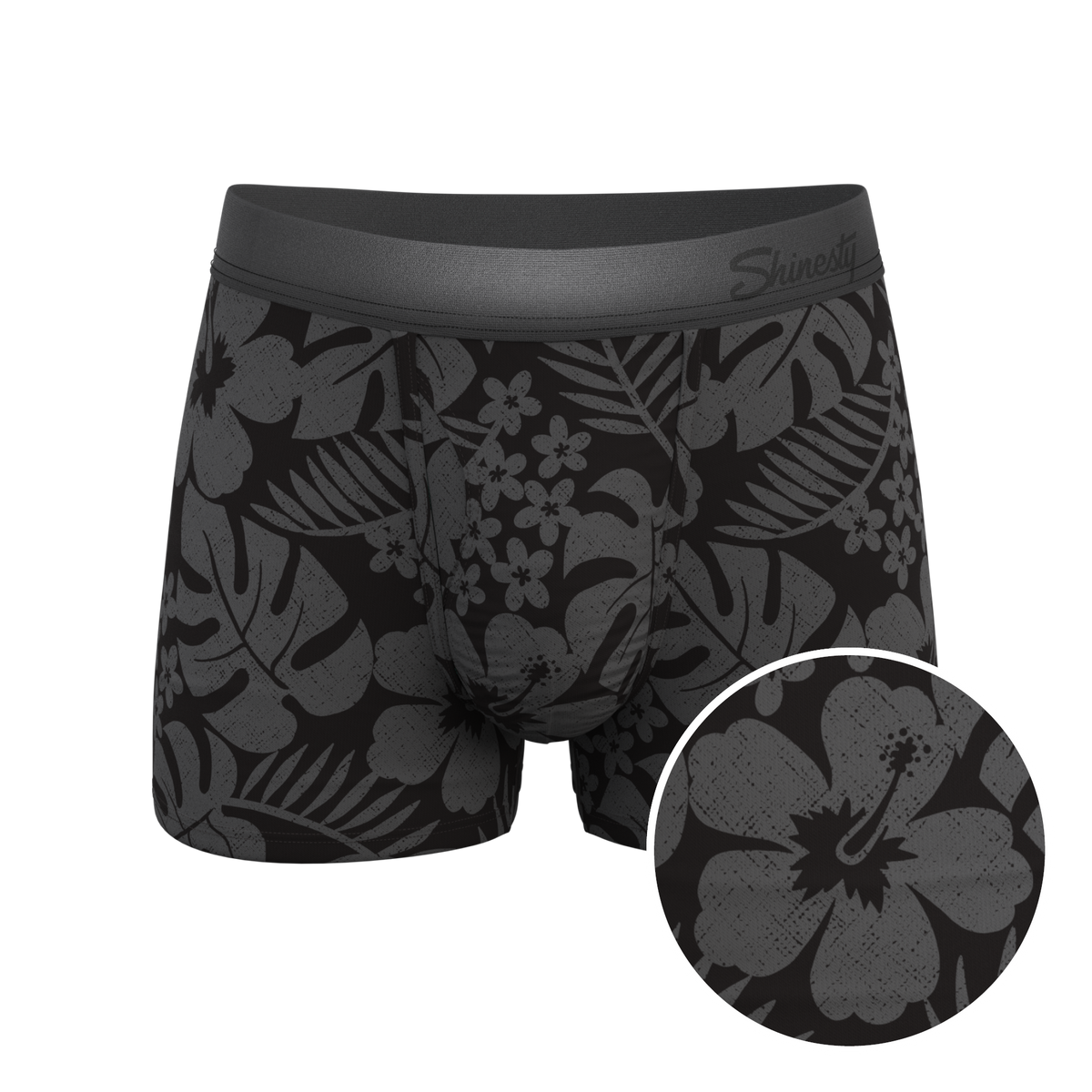 The Midnight Flora | Black Tonal Tropical Ball Hammock® Pouch Trunks Underwear - Shinesty