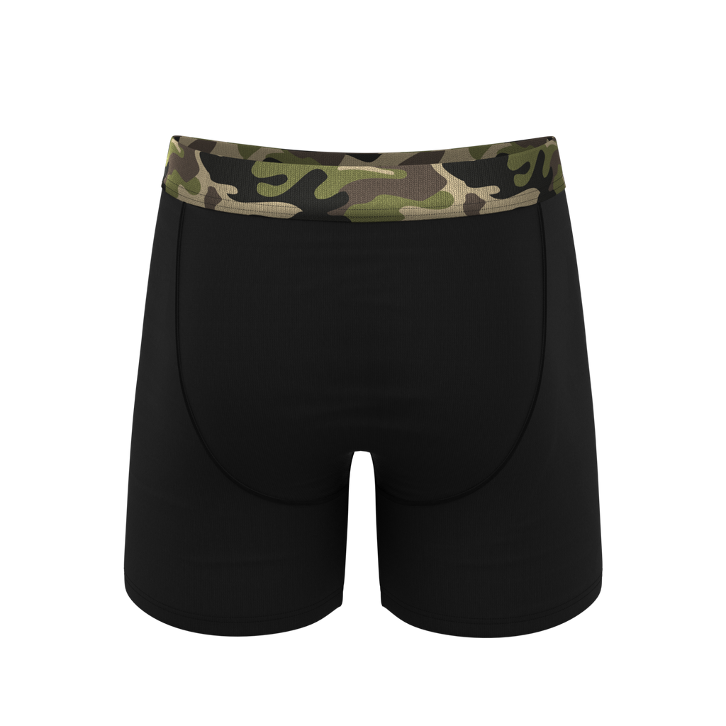 The Midnights | Black and Camo Ball Hammock® Pouch Underwear With Fly - Shinesty