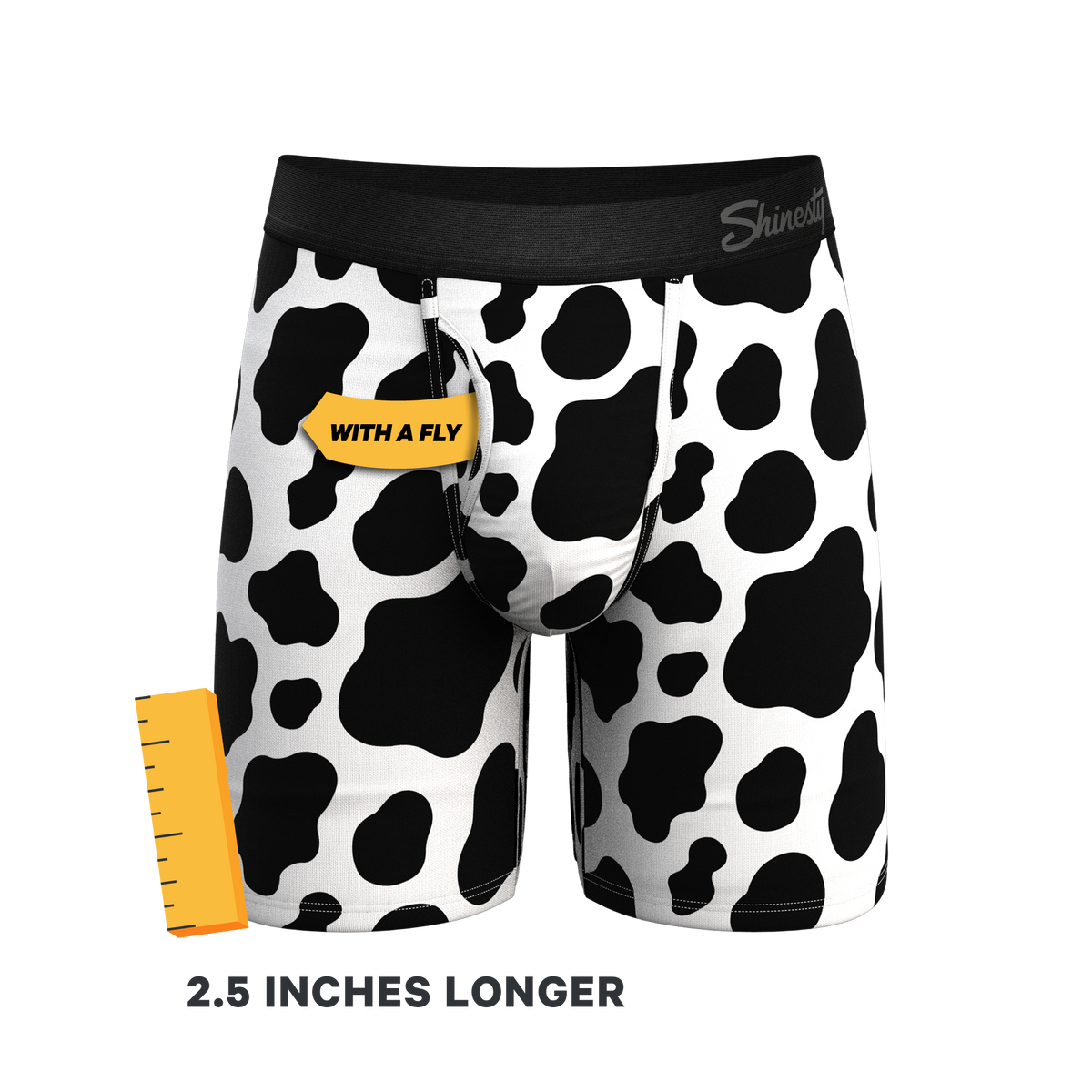 The Milk Me | Cow Print Ball Hammock® Boxer - Long Leg - Shinesty