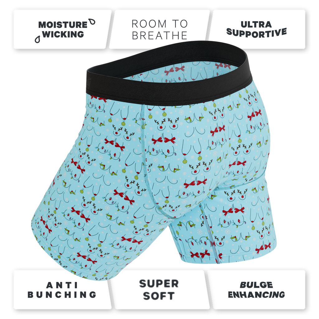 The Mistletits | Christmas Bust Ball Hammock® Boxer - Long Leg - Shinesty
