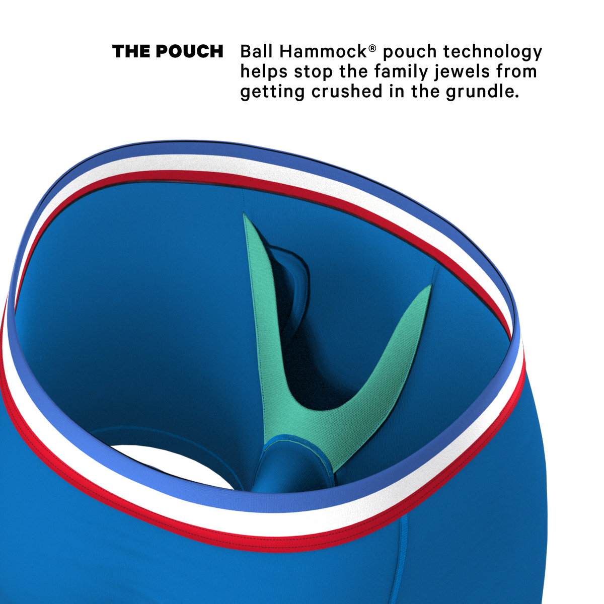 The Morning Glory | Blue with USA Waistband Ball Hammock® Pouch Underwear With Fly - Shinesty