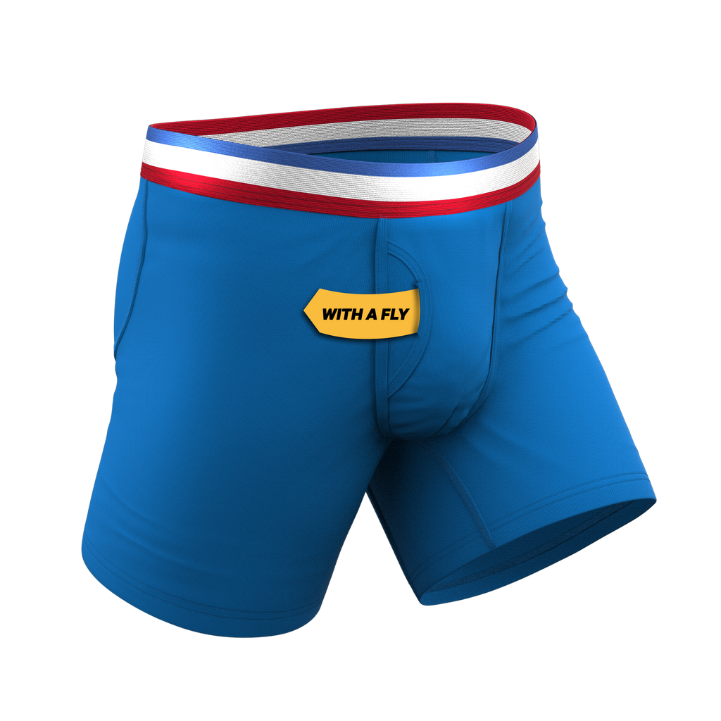 The Morning Glory | Blue with USA Waistband Ball Hammock® Pouch Underwear With Fly - Shinesty