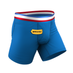 The Morning Glory | Blue with USA Waistband Ball Hammock® Pouch Underwear With Fly - Shinesty