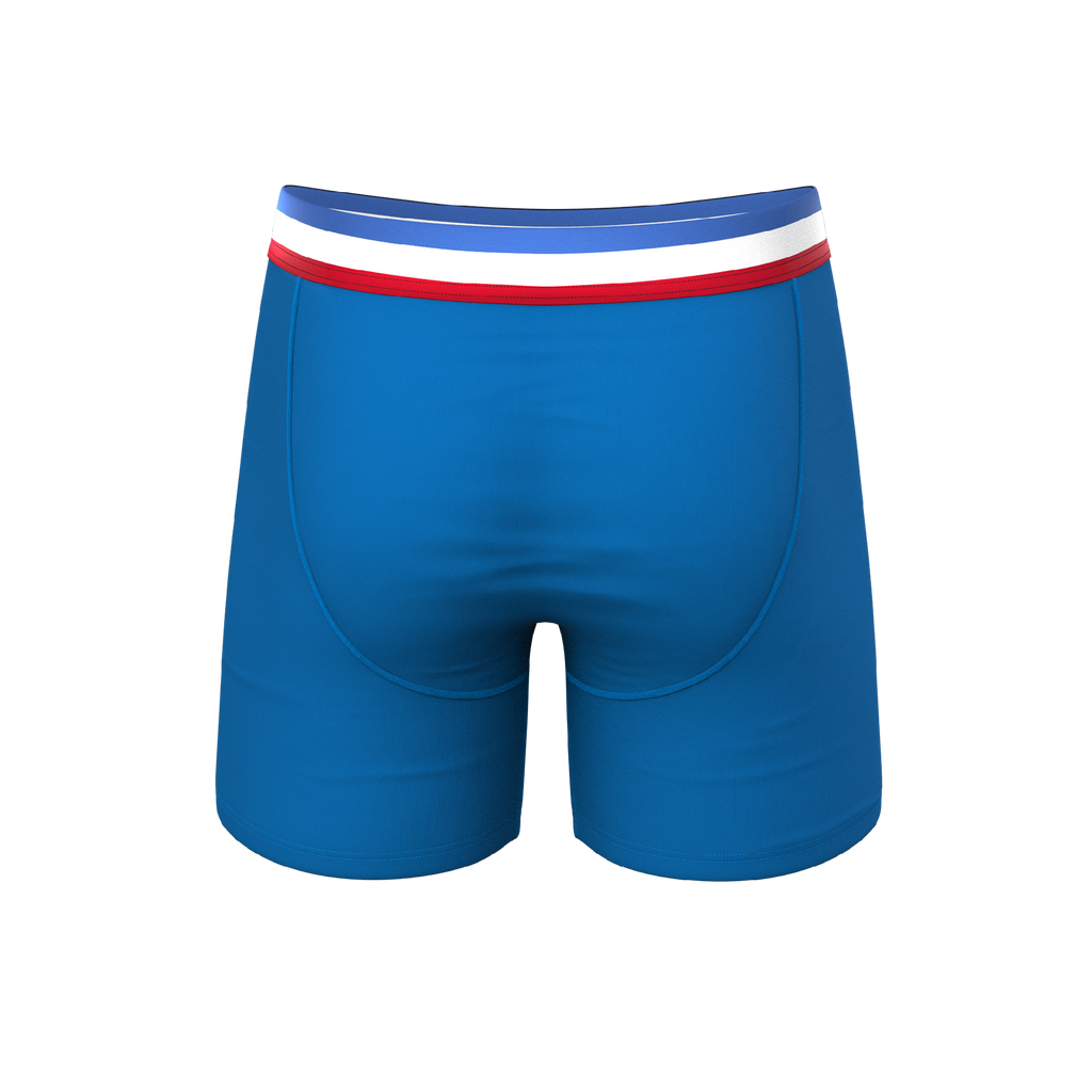 The Morning Glory | Blue with USA Waistband Ball Hammock® Pouch Underwear With Fly - Shinesty