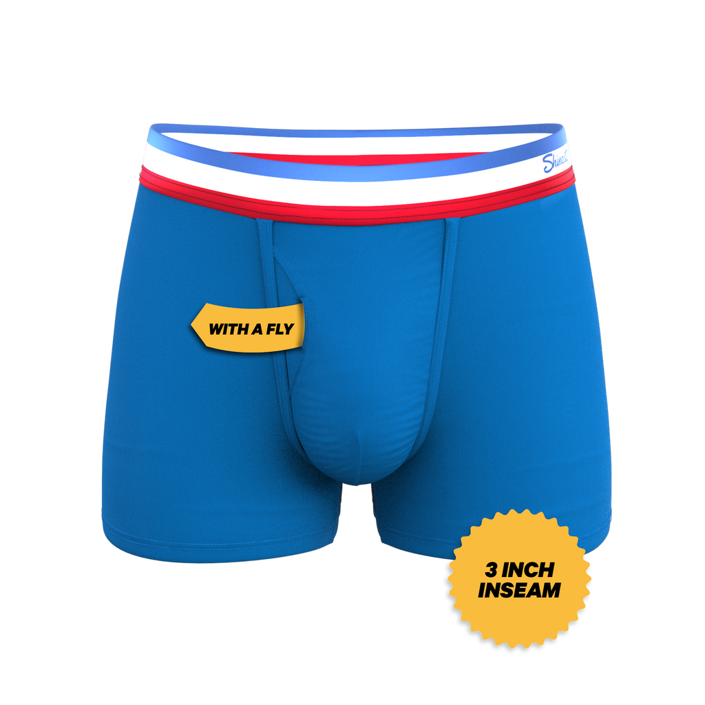 The Morning Glory | Blue with USA Waistband Ball Hammock® Pouch Trunks Underwear - Shinesty