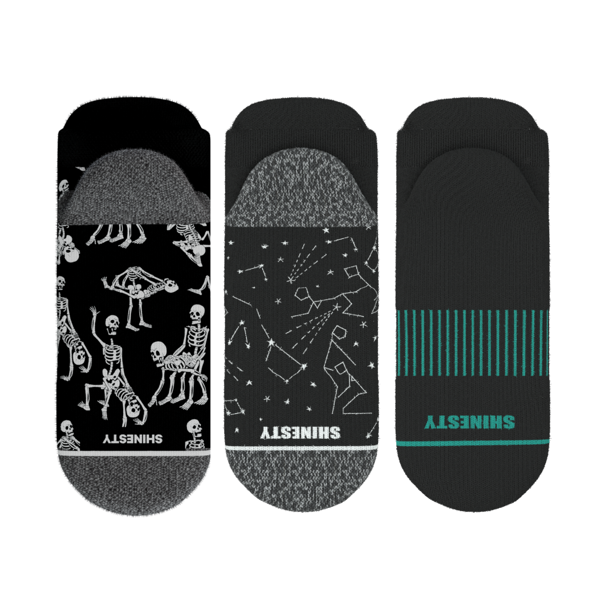 The Mostly Black | Heel Hammock™ Ankle Socks 3 Pack - Shinesty