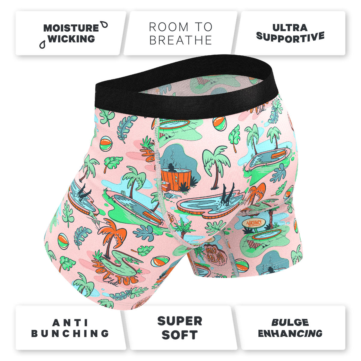 The Motel Hotel | Palm Springs Tropical Ball Hammock® Pouch Underwear With Fly - Shinesty