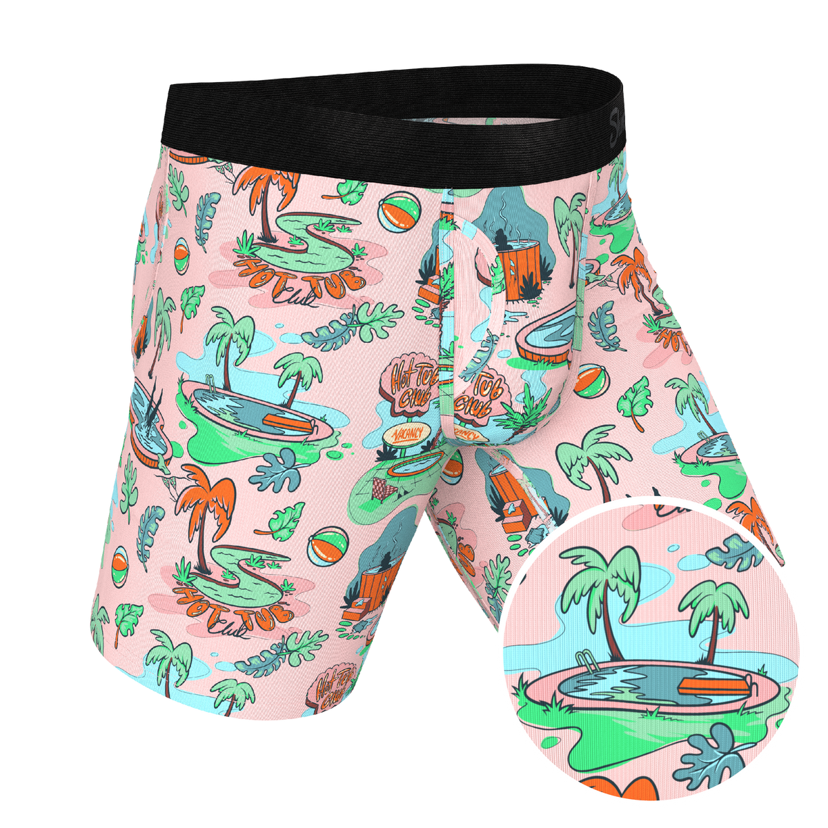 The Motel Hotel | Palm Springs Tropical Ball Hammock® Boxer - Long Leg - Shinesty