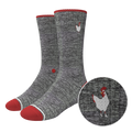 The Nice Cockerel | Heather Gray and Red Heel Hammock™ Crew Socks - Shinesty
