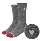 The Nice Cockerel | Heather Gray and Red Heel Hammock™ Crew Socks - Shinesty