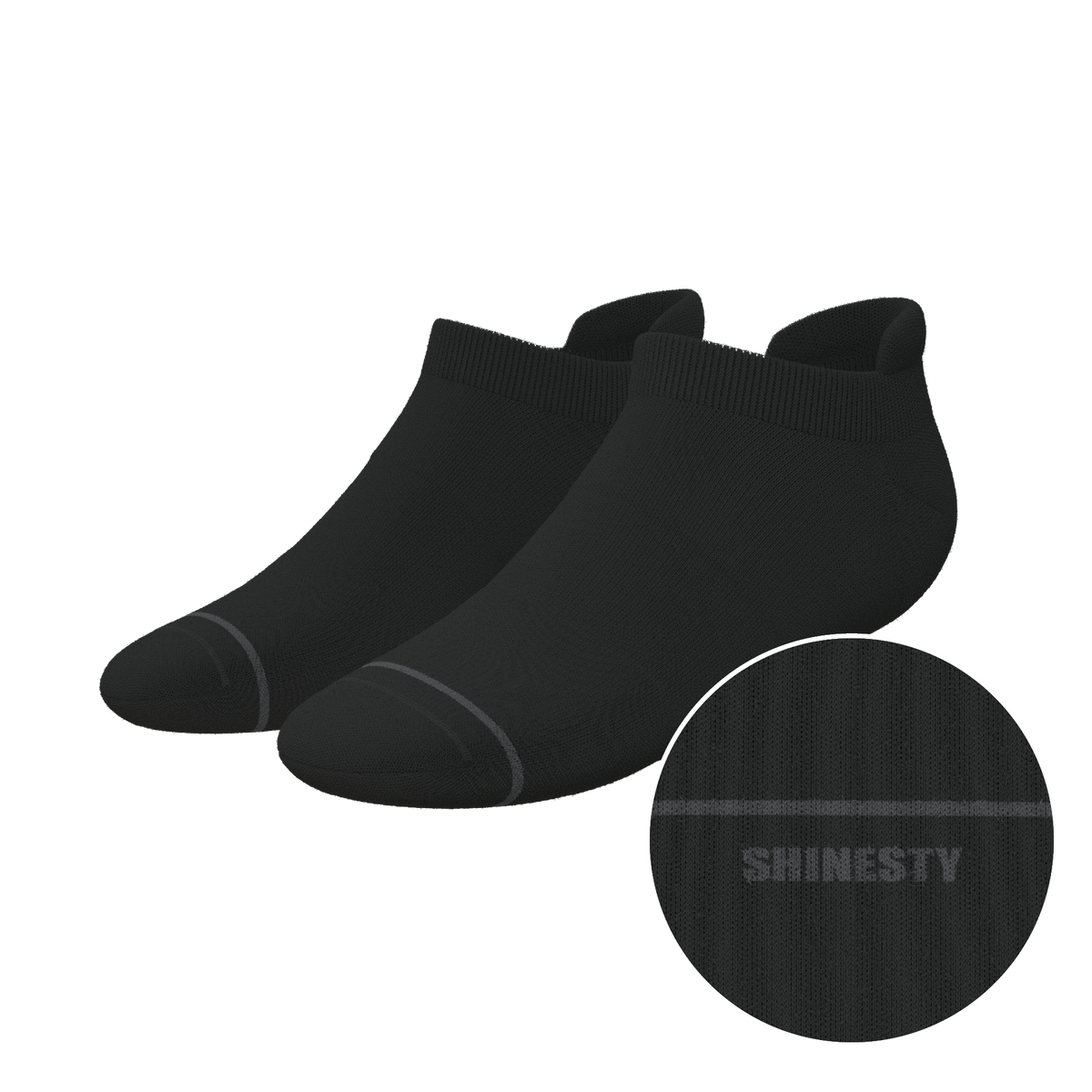 The Night Op | Plain Black Heel Hammock™ Ankle Socks - Shinesty