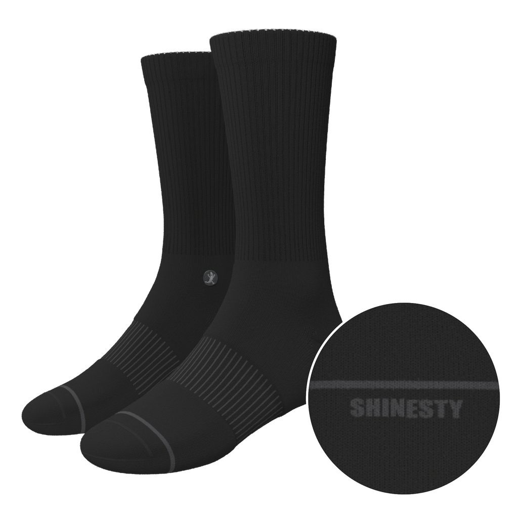 The Night Op | Plain Black Heel Hammock™ Crew Socks - Shinesty