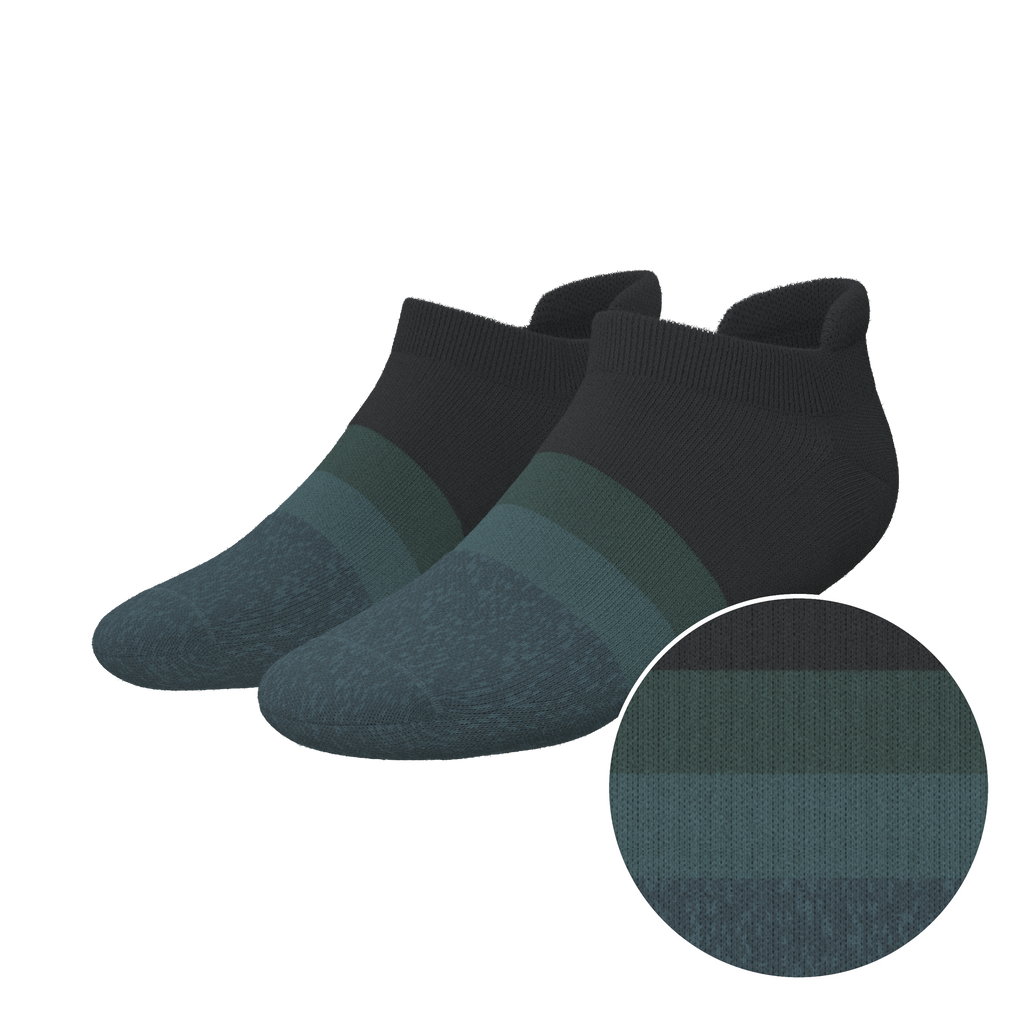 The Night Owl | Black and Teal Heel Hammock™ Ankle Socks - Shinesty