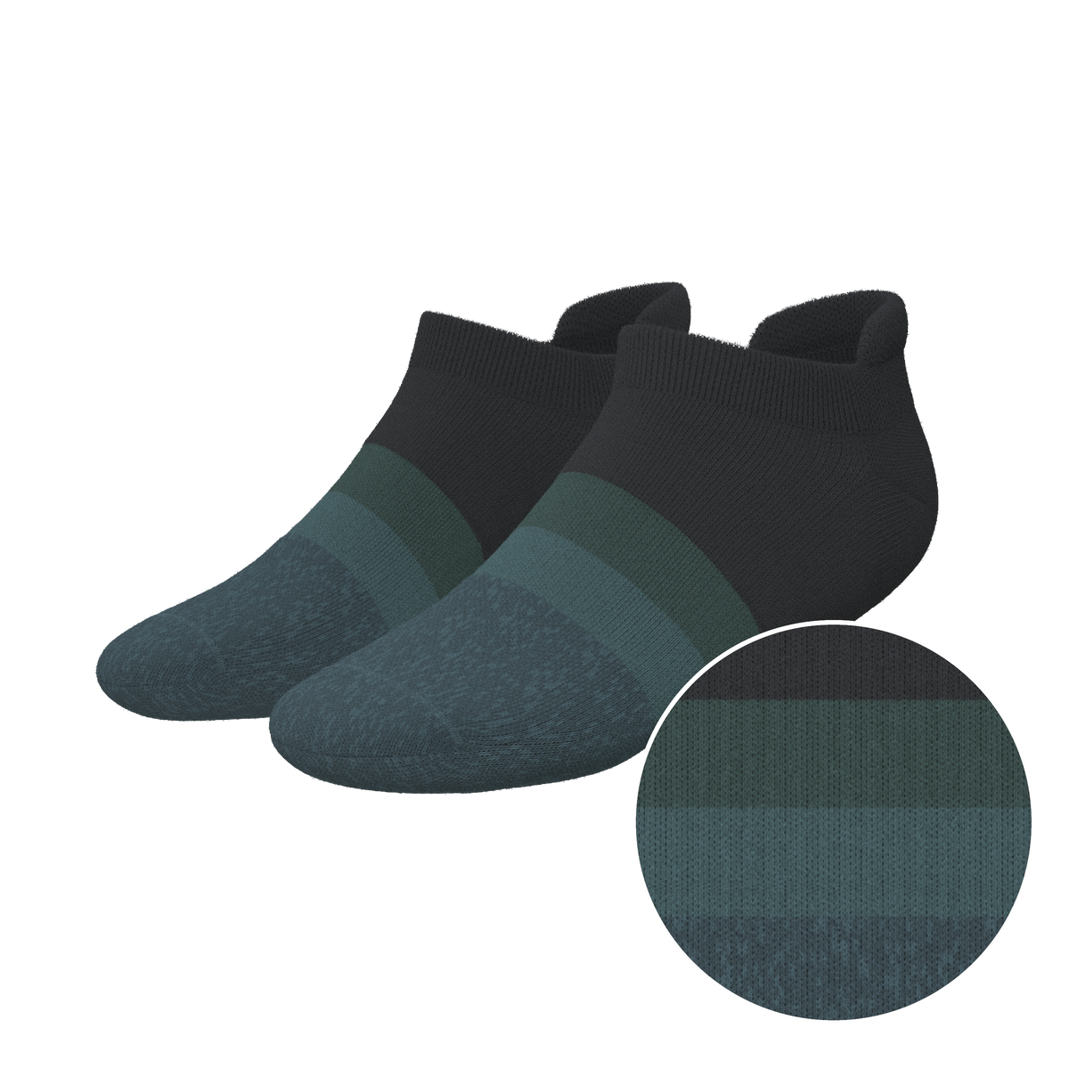 The Night Owl | Black and Teal Heel Hammock™ Ankle Socks - Shinesty