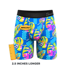 The Oahu Rendezvous | Tropical Leaves Ball Hammock® Boxer - Long Leg - Shinesty