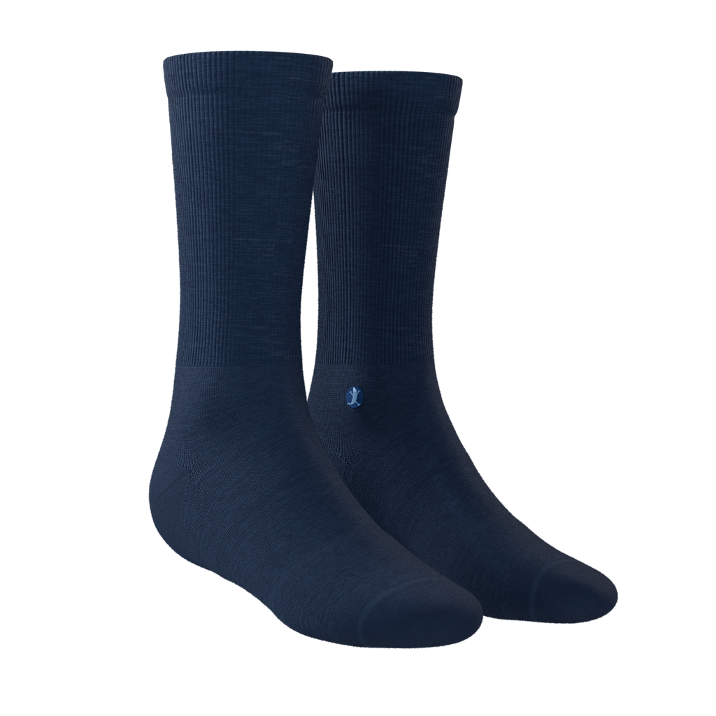 The Ocean Blue | Chambray Heather Heel Hammock™ Crew Socks - Shinesty