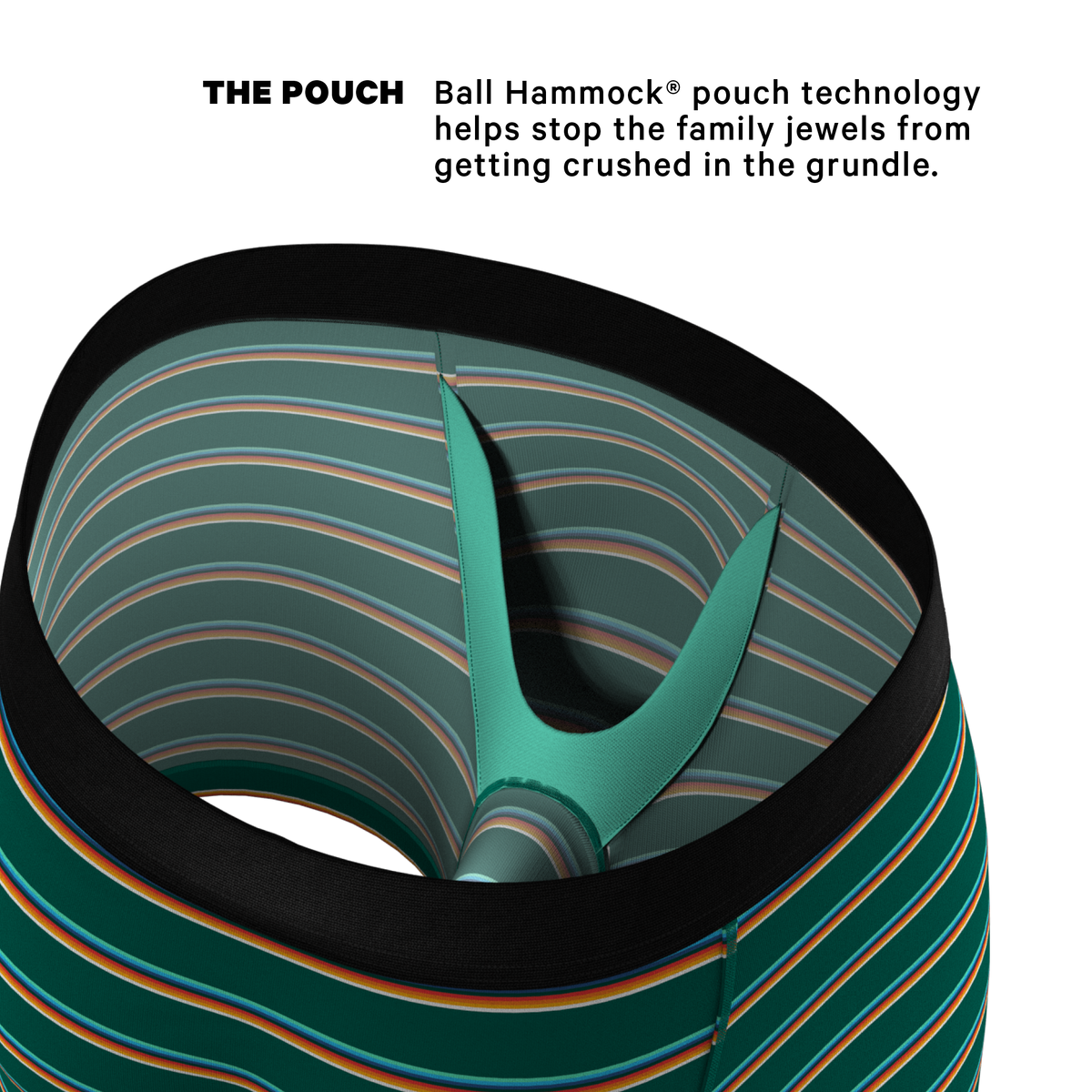 The Old Schooler | Retro Green Stripe Ball Hammock® Pouch Underwear - Shinesty