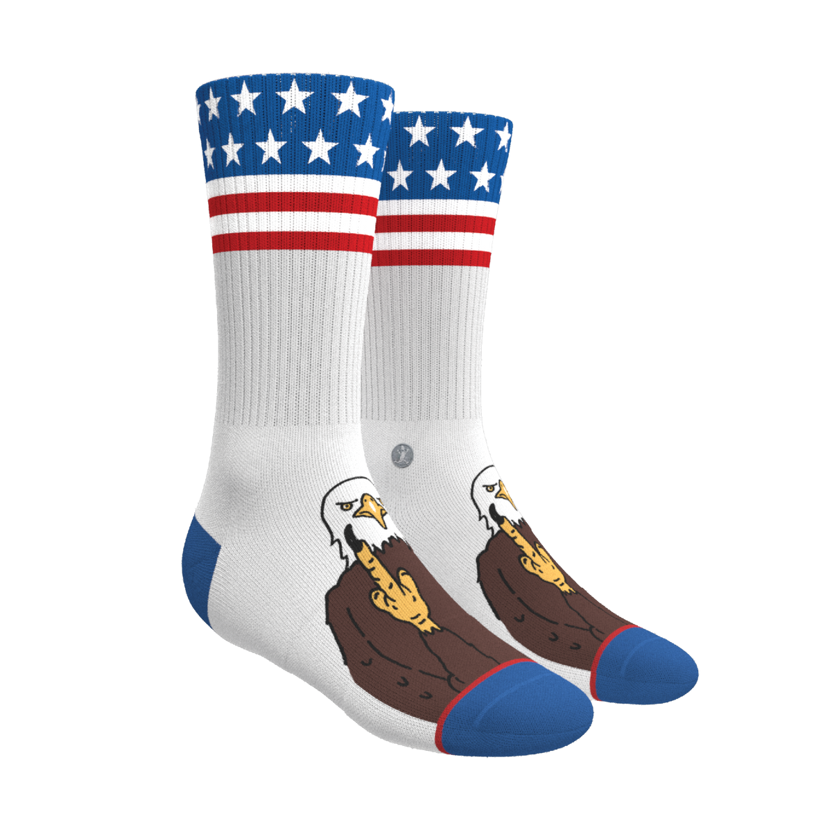 The One Finger Salute | American Flag Heel Hammock™ Crew Socks - Shinesty