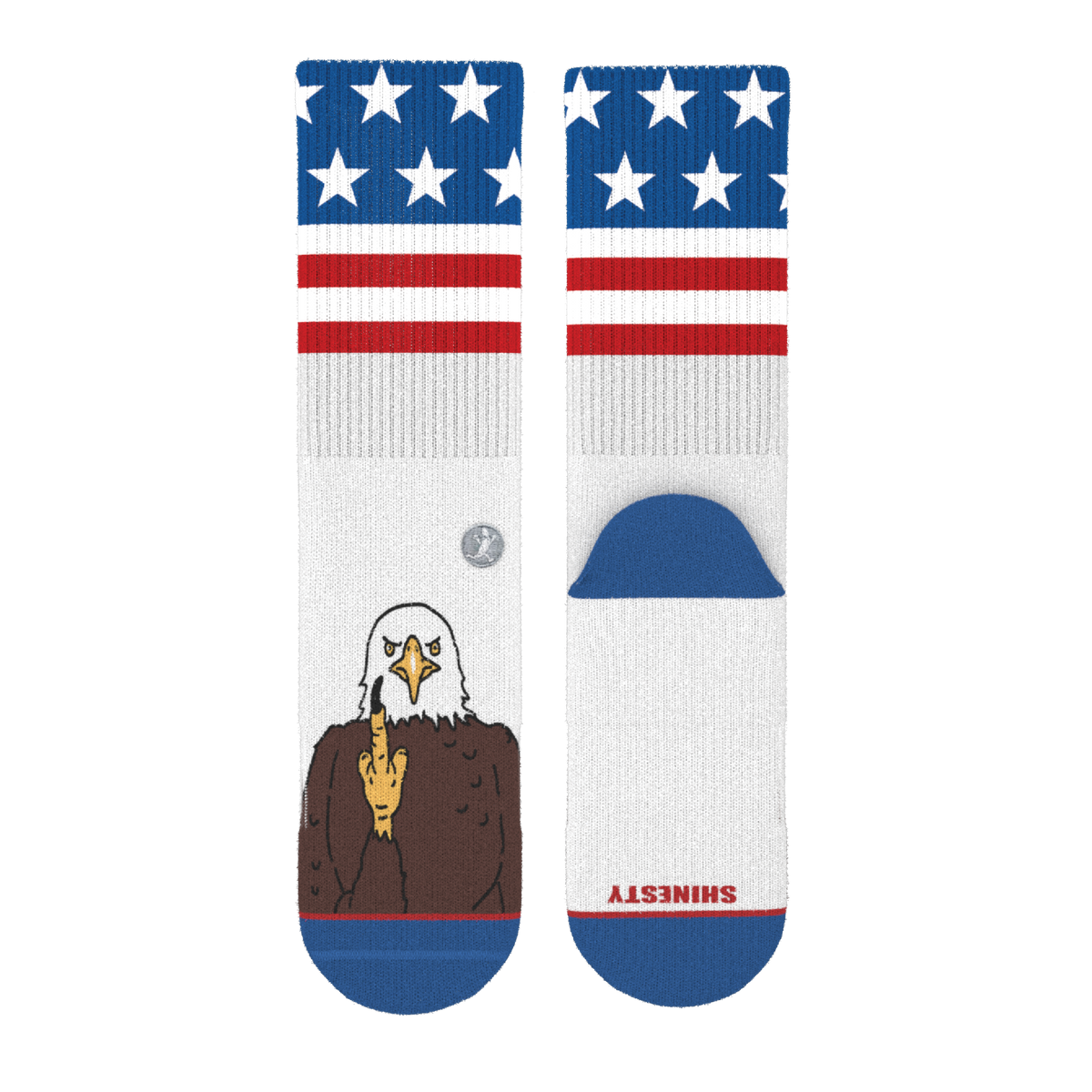 The One Finger Salute | American Flag Heel Hammock™ Crew Socks - Shinesty