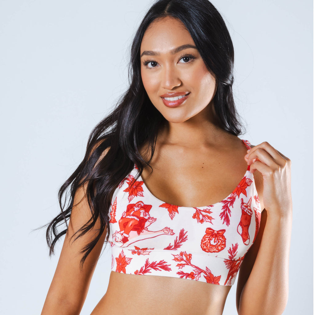 The Santa Slays | Christmas Toile Boob Hammock™ Scoop Bralette - Shinesty