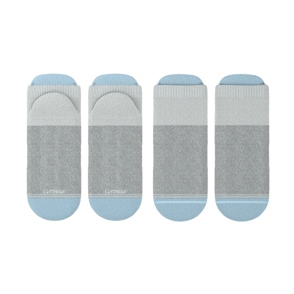 The Pacific Blue | Blue Grey Tri Color Block Heel Hammock™ Ankle Socks 3 Pack - Shinesty