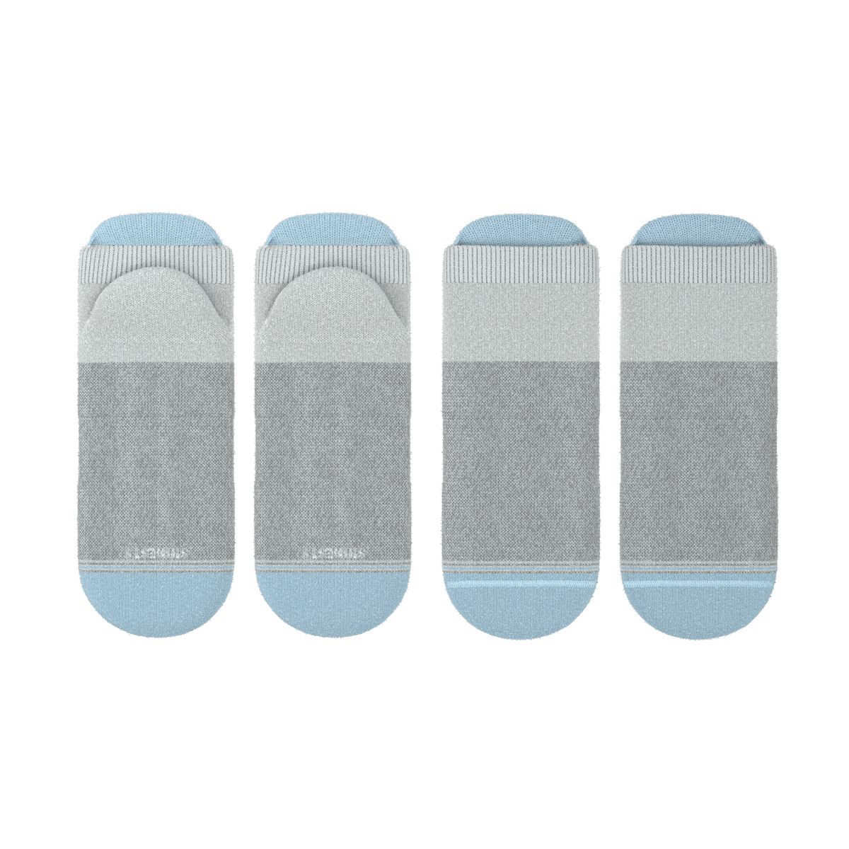 The Pacific Blue | Blue Grey Tri Color Block Heel Hammock™ Ankle Socks 3 Pack - Shinesty