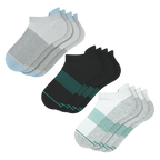 Versatile Solids Mix Pack | Blue Tri Color Block and Solids Heel Hammock™ Ankle Socks 6 Pack - Shinesty