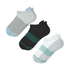 Versatile Solids Mix Pack | Blue Tri Color Block and Solids Heel Hammock™ Ankle Socks 3 Pack - Shinesty