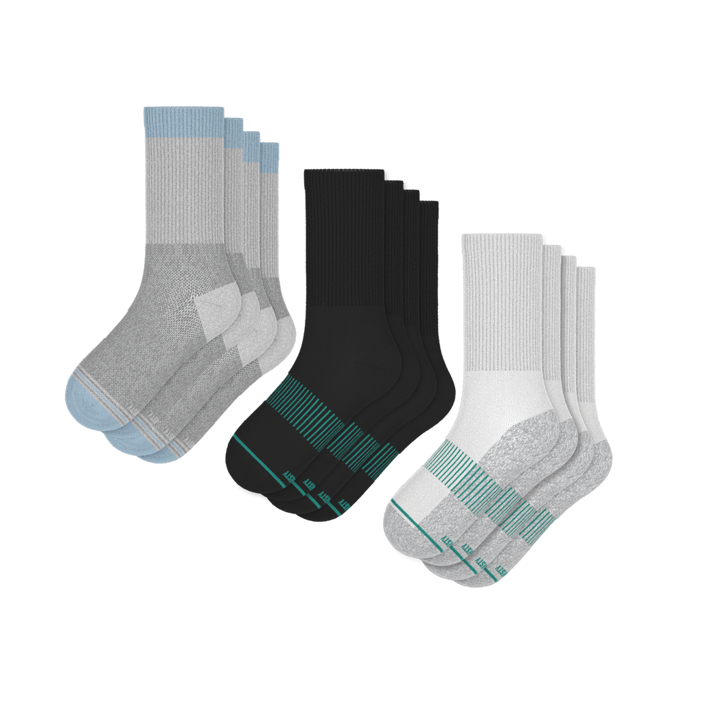 Versatile Solids Mix Pack | Blue Tri Color Block and Solids Heel Hammock™ Crew Socks 6 Pack - Shinesty