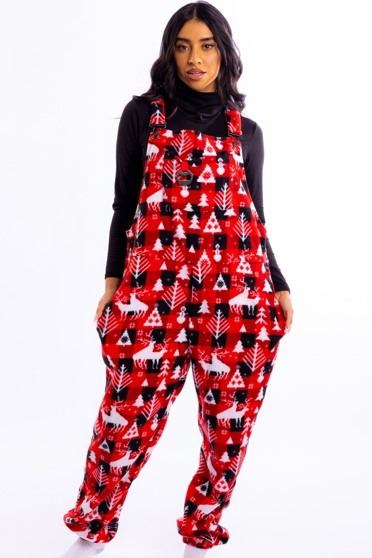 The Christmas Canoodle | Unisex Fleece Pajamaralls® - Shinesty