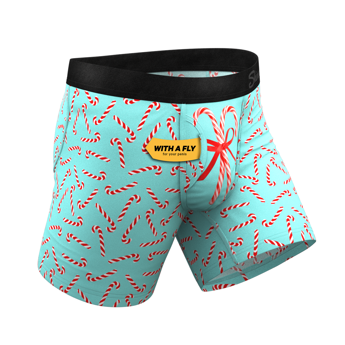 The Peppermint Pimp Canes | Candy Cane Ball Hammock® Pouch Underwear With Fly - Shinesty