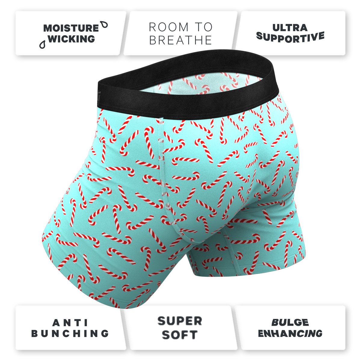 The Peppermint Pimp Canes | Candy Cane Ball Hammock® Pouch Underwear With Fly - Shinesty