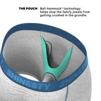 The Physical Education | Heather Grey and Blue Ball Hammock® Pouch Underwear With Fly - Shinesty