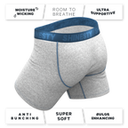 The Physical Education | Heather Grey and Blue Ball Hammock® Pouch Underwear With Fly - Shinesty