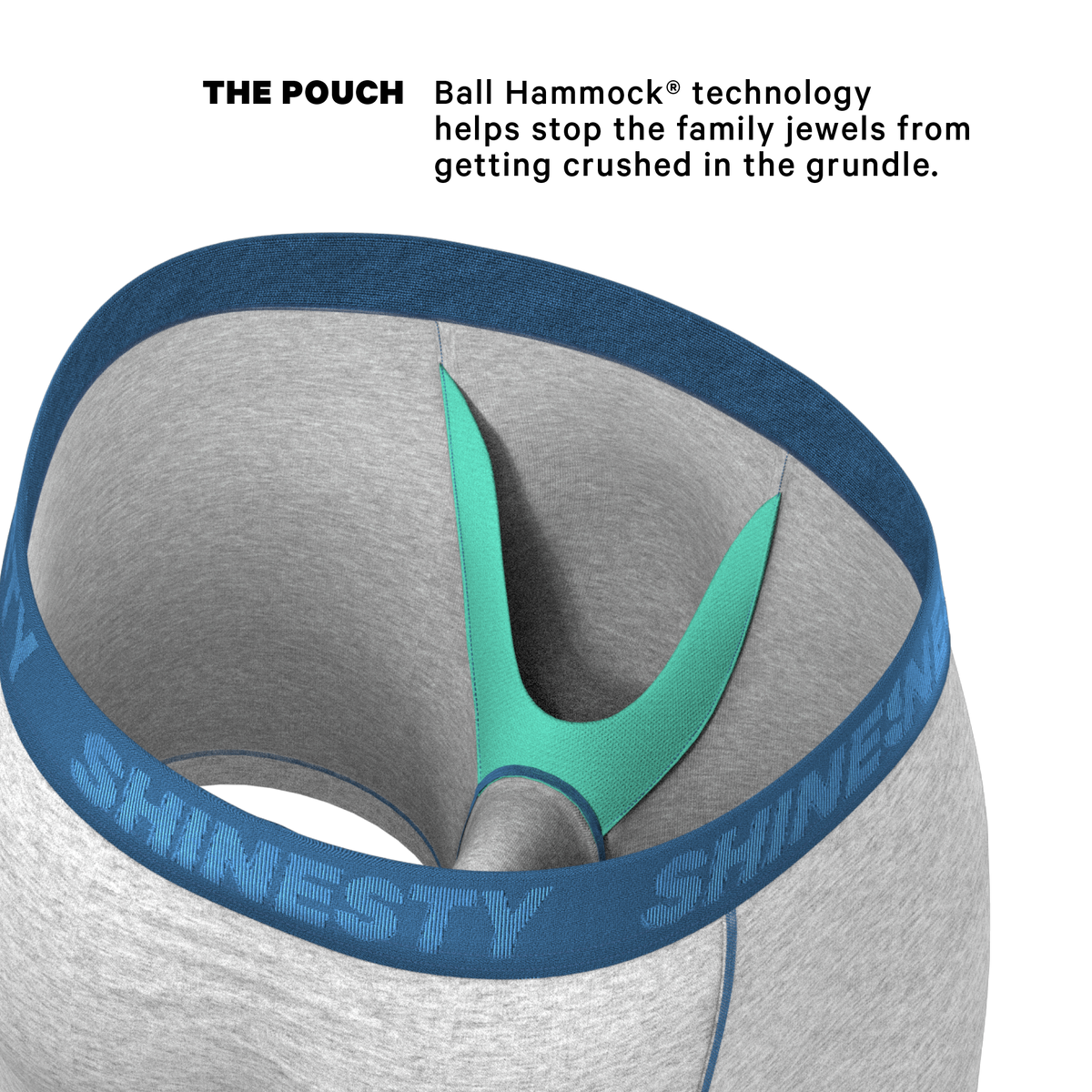 The Physical Education | Heather Grey and Blue Ball Hammock® Pouch Underwear - Shinesty