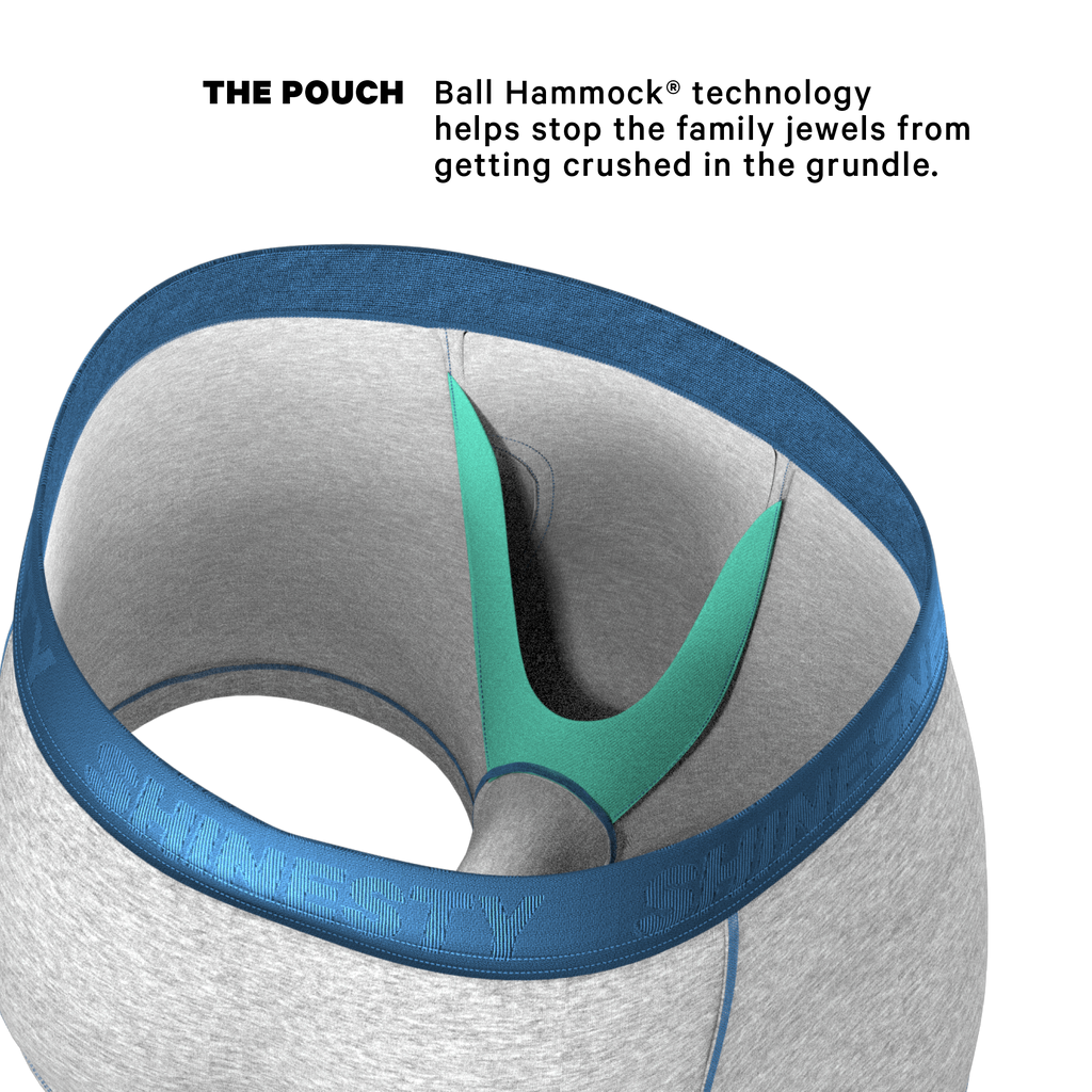 The Physical Education | Heather Grey and Blue Ball Hammock® Pouch Trunks Underwear - Shinesty