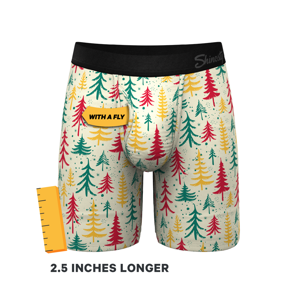The Pine Tree Playboy | Retro Christmas Trees Ball Hammock® Boxer - Long Leg - Shinesty